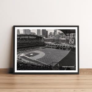 Minute Maid Park Houston Astros Baseball Stadium Print, black white art print, baseball photo, MLB wall art