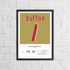 Gianluigi Buffon Italy Legend Stats Football Print