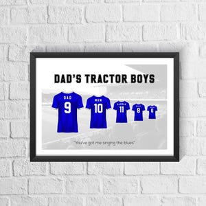 Personalised Ipswich Town Family Football Shirt Print | Fathers Day Gift | Custom Football Gift | Ipswich Tractor Boys Fan Gift
