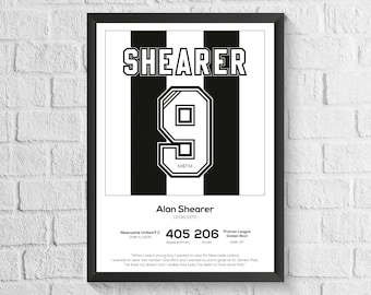 Alan Shearer Newcastle Legend Stats Football Print