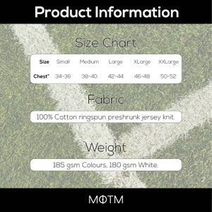 motm football tshirt size chart
