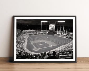 Kauffman Stadium Print: Kansas City Royals Baseball, Black & White MLB Wall Art
