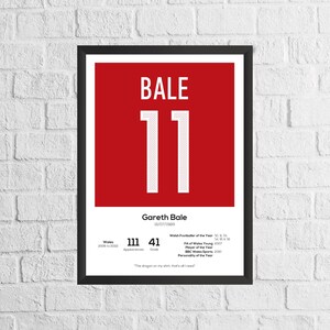 Gareth Bale Wales Legend Stats Football Print, gift for Wales football fan