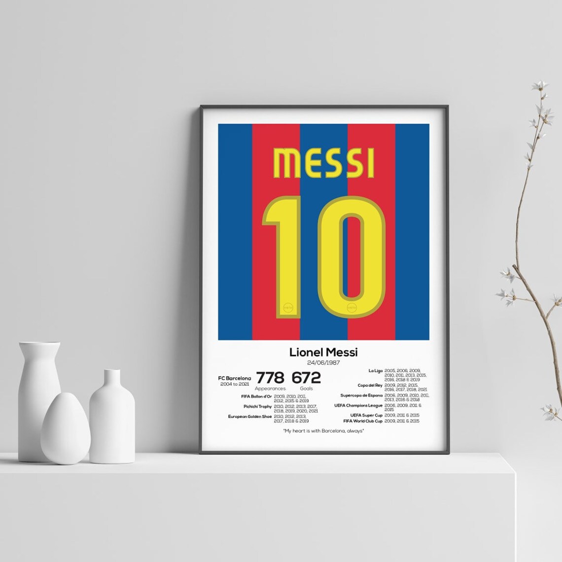 Lionel Messi FC Barcelona Legend Stats Football Print | Etsy