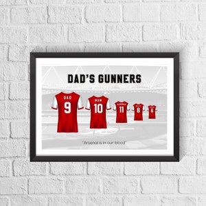 Personalised AFC Family Football Shirt Print | Fathers Day Gift | Custom Football Gift | Fathers Day | Family Print