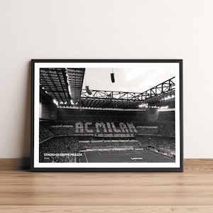 San Siro Milan Stadion, Innenraum schwarz & weiß Kunstdruck, Fußball Fotografie, Wohnkultur, Wandkunst