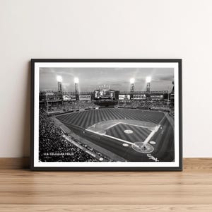 Stampa dello stadio di baseball dei Chicago White Sox dell'U.S. Cellular Field, stampa artistica in bianco e nero, foto di baseball, arte murale MLB
