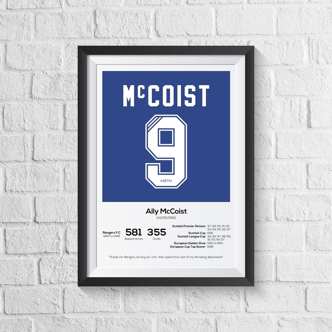 Ally McCoist 96-97 Rangers Shirt autographed in silver marker