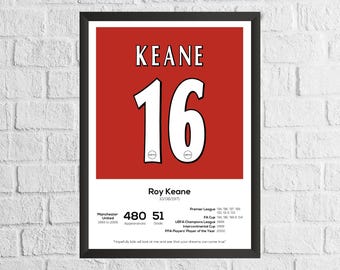 Roy Keane Legend Stats Football Print