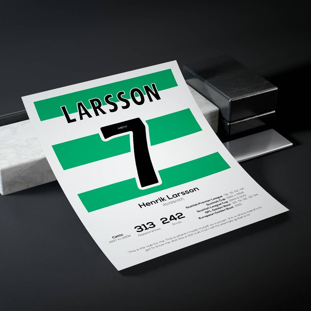 Henrik Larsson - Celtic Cult Heroes Retro Football T-Shirt