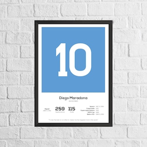 Diego Maradona Napoli Legend Stats Football Print