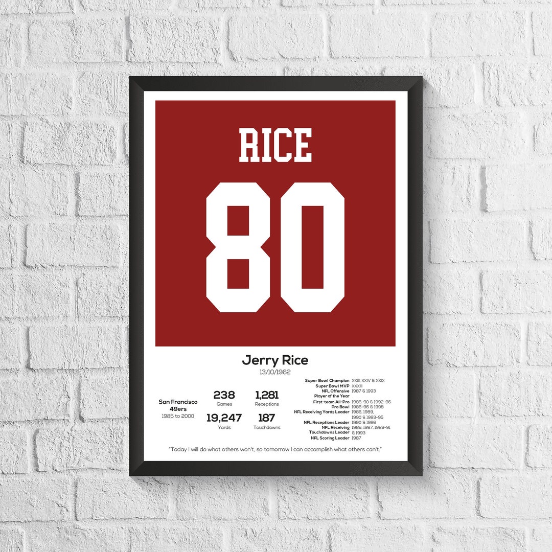 Jerry Rice San Francisco Legend Stats Football Print - Inspirational ...
