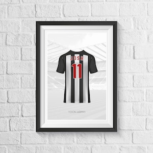 Personalised Newcastle Football Shirt Print: Custom Fan Gift