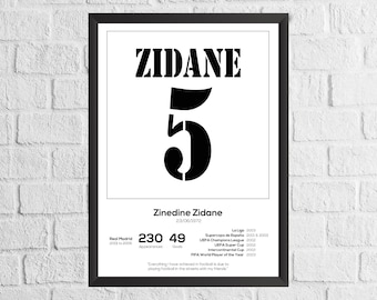 Zinedine Zidane Madrid Leyenda Estadísticas Fútbol Imprimir
