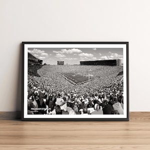 Michigan Stadium Football Print: Wolverines Big House Black & White Wall Art