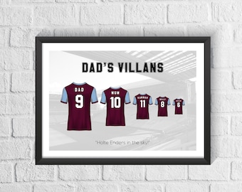 Gepersonaliseerde Aston Villa Family voetbalshirt print | Vaderdagcadeau