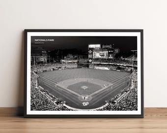 Nationals Park Print: Washington Nationals Baseball Stadium, Black & White MLB Wall Art