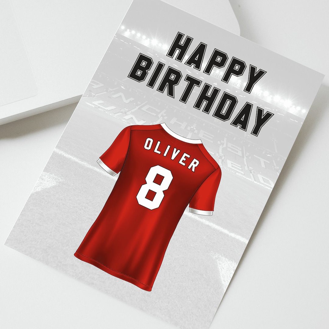 Football Shirt Birthday Card. Age Birthday Card. - Folksy - View #2