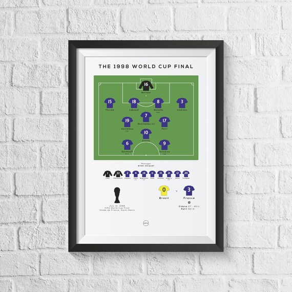 Fanion De Foot Brésil Vs France - Finale Coupe Du Monde 1998 - 10x9 Cm - Très Bon état