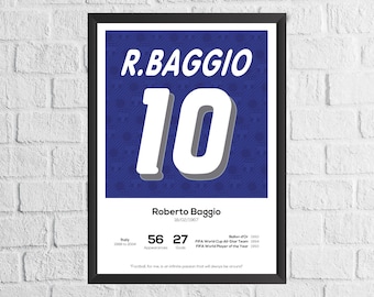 ロベルト・バッジョ イタリア プリント：サッカークラブのイラスト