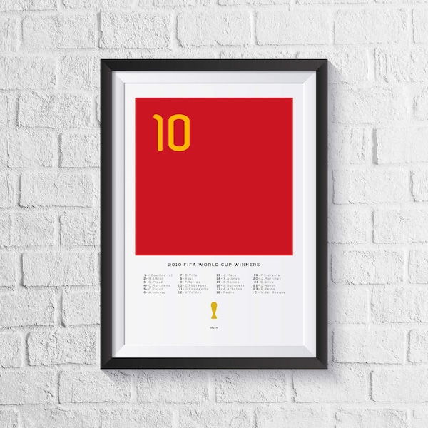 Spain 2010 World Cup Squad Print | Football Shirt Wall Art