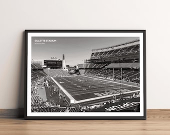 Gillette Stadium Print: New England Patriots NFL, Black & White Football Photo