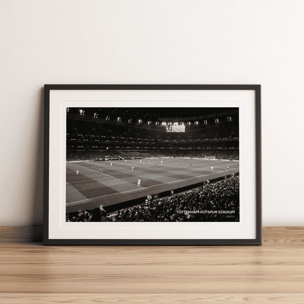 Tottenham Hotspur Stadium Print, inside stadium, black & white art print, football photography, home decor, wall art, gift for Spurs fan