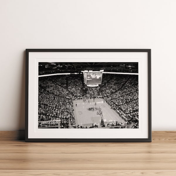 Oracle Arena California Golden State Warriors Basketball Stadium Print, black & white art print, basketball photo, basketball wall art