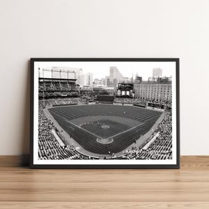 Oriole Park at Camden Yards Baltimore Orioles Baseball Stadium Print, black white art print, baseball photo, MLB wall art