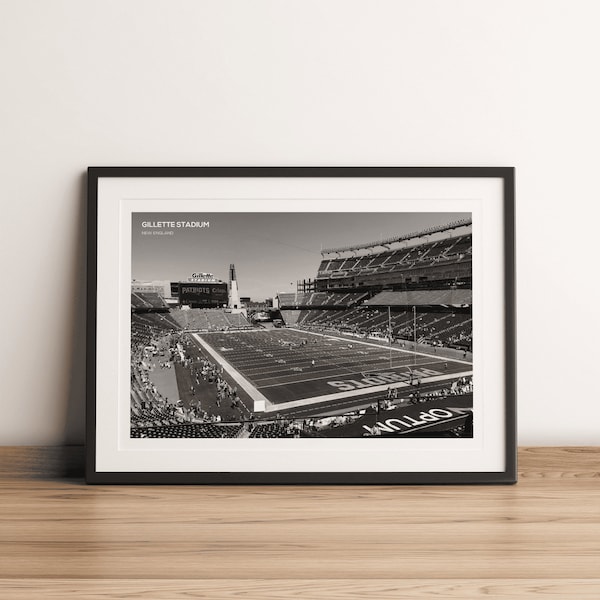 Gillette Stadium New England Patriots NFL Football Stadium Print, impression d’art noir blanc, photo de football, art mural nfl