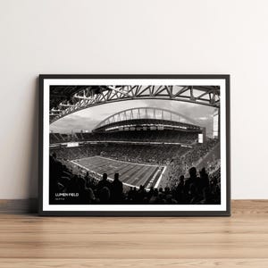 Lumen Field Fotografie Druck:Seattle Seahawks NFL Stadion, Schwarz & Weiss Kunst