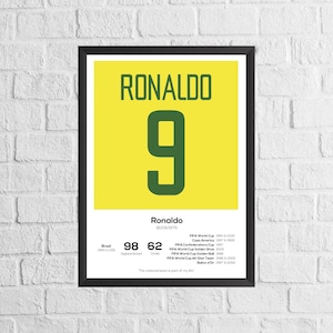 Ronaldo R9 Brazil Legend Stats Football Print