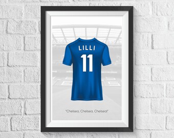 Personalised London Blues Football Shirt Print: Custom Fan Gift