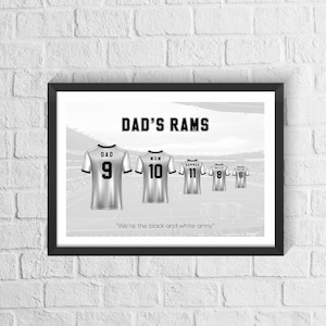 Camiseta de fútbol familiar personalizada del Derby / Regalo para el Día del Padre / Regalo de fútbol personalizado / Regalo para fanáticos de los Derby Rams