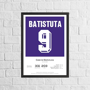 Gabriel Batistuta Fiorentina Legend Stats Football Print