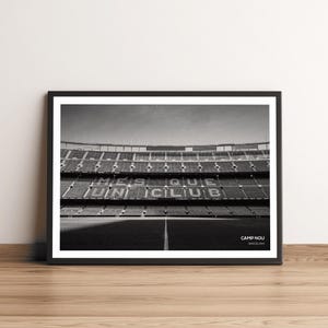 Camp Nou Barcelona stadium, black & white art print, football photography, home decor, wall art