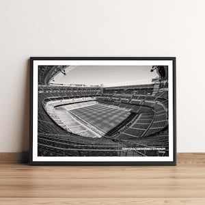 Santiago Bernabeu Real Madrid stadium, black & white art print, football photography, home decor, wall art