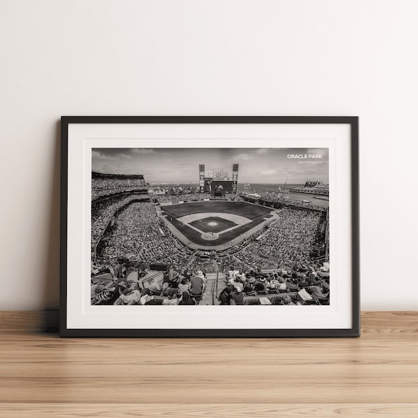 Oracle Park San Francisco Giants BaseballStadion Druck, schwarz weißEr Kunstdruck, Baseball Foto, MLB Wandkunst