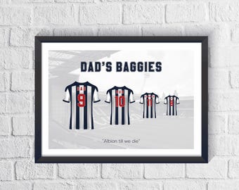 Personalised West Brom Football Family Print | Father's Day Gift
