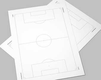 May include: A printable soccer field diagram with lines for marking positions and a center circle. The diagram is on a white background and includes the text "footballfield.com".