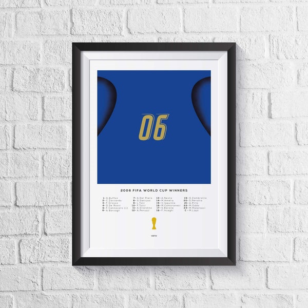 Italy 2006 World Cup Squad Print | Football Shirt Wall Art