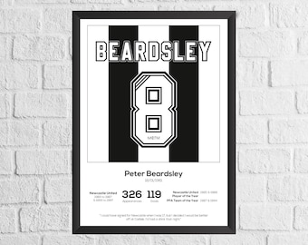 Voetbalprint Peter Beardsley Newcastle Legend Stats