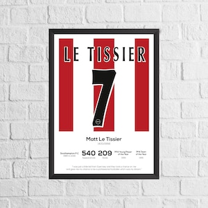 Matt Le Tissier Southampton Legend Stats Football Print