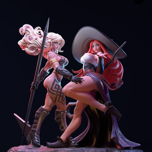 Amazone et/ou Sorcière_(Dragon’s Crown_Fan Art) Diorama/ Non peint ou entièrement peint (Échelle au choix) (Adulte)