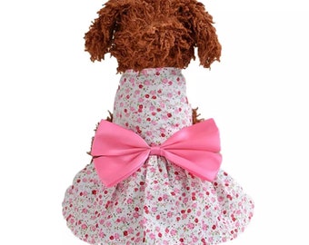 Dog Bow Dress, Dog Sundress, Dog Princess Dress, Puppy Summer Dress for Small Pets, Dogs, Puppies, Cats (Small)