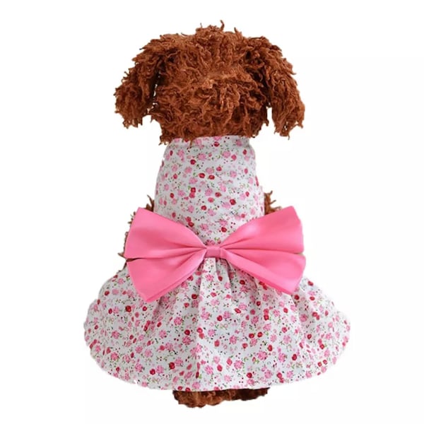 Dog Bow Dress, Dog Sundress, Dog Princess Dress, Puppy Summer Dress for Small Pets, Dogs, Puppies, Cats (Small)