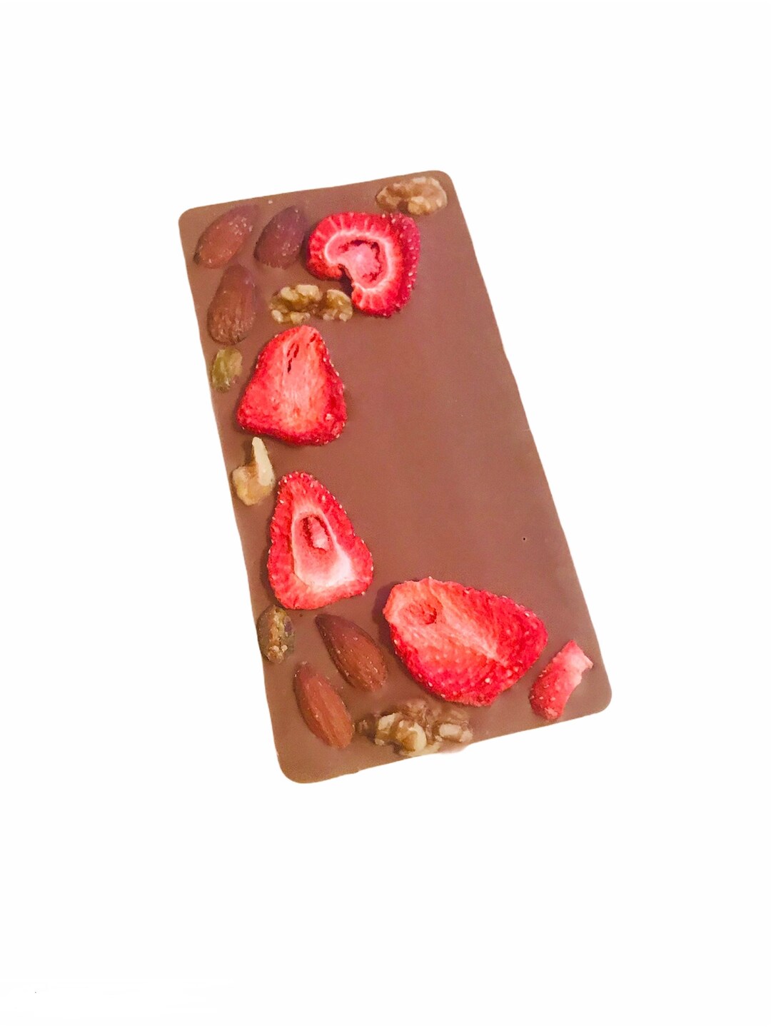 Chocolate Bar Strawberries and Almonds Belgian Milk Chocolate Etsy UK