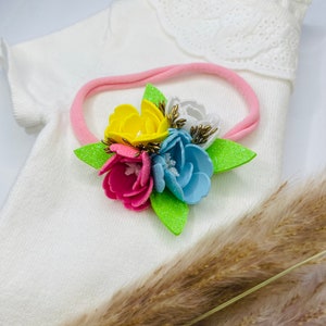 Baby headbands,Baby girl headband, floral nylon headband, flower crown headband, nylon headbands,Newborn headband, Infant Headband,Hair bows