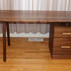 Mid Century Desk With Drawers, Wood Desk With Storage Drawers, Mid Century Modern Desk, Solid Walnut Desk, Craftsman Desk, Rustic Modern
