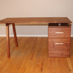 Desk With Drawers, Solid Wood Desk, Mid Century Modern Desk With Storage, Executive Desk With Drawer, Mahogany, Custom Flat Pack Wooden Desk